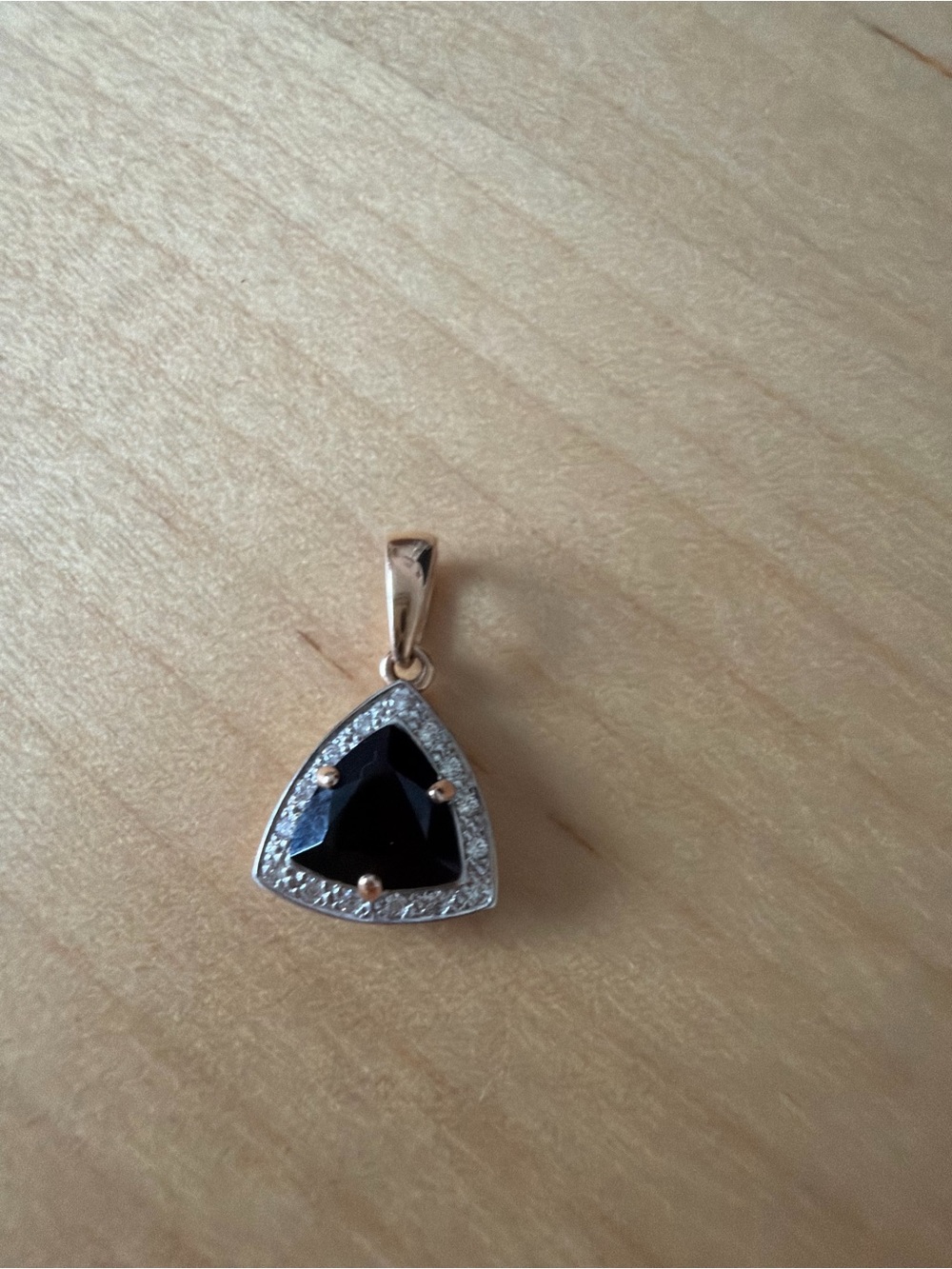 14k gold Garnet Triangle Pendant